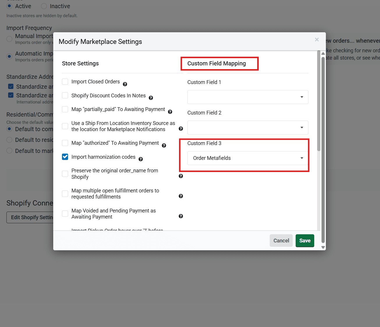Custom Field Mapping configuration