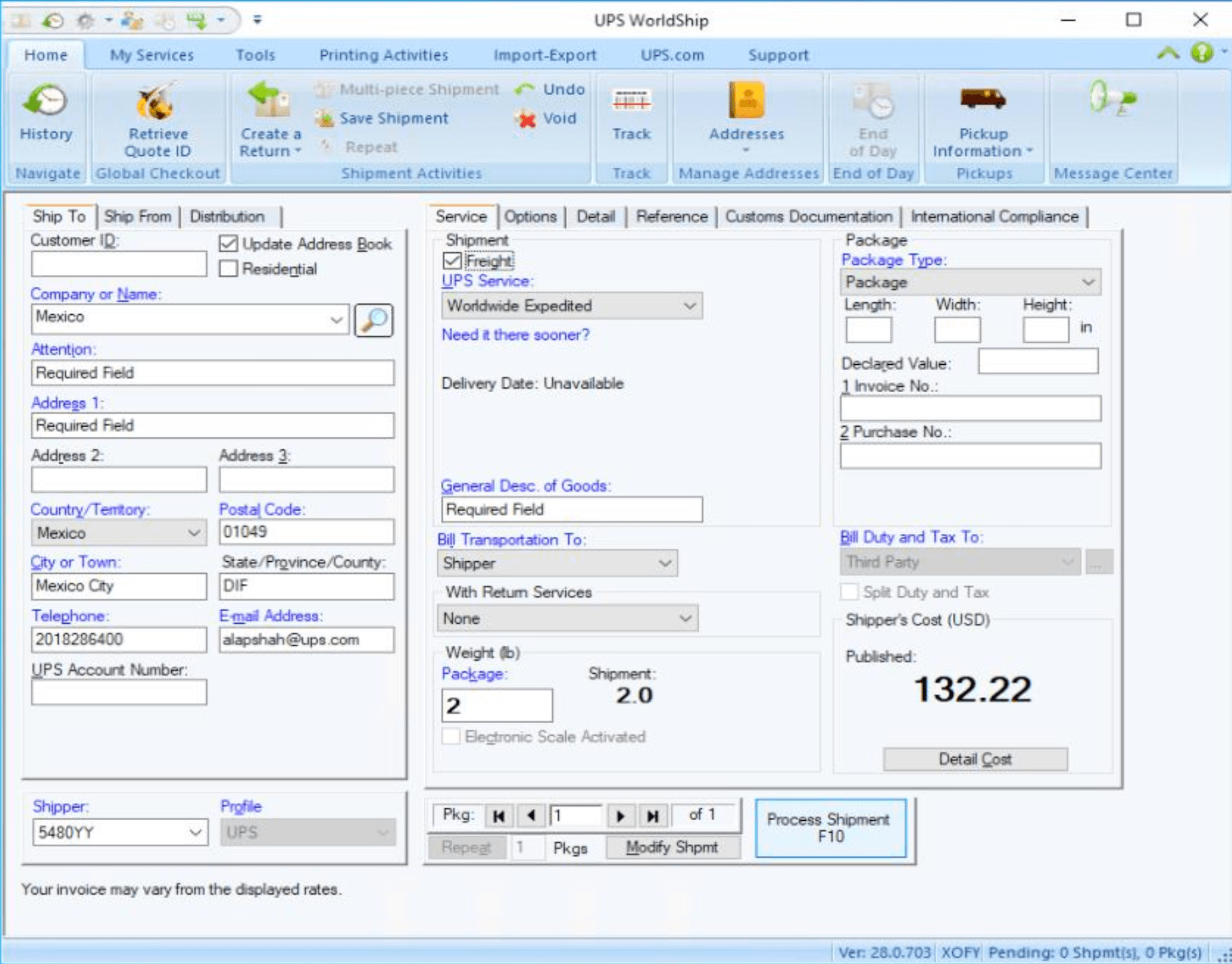 Required fields